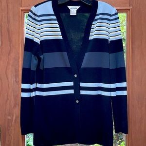 Misook Knit V-neck Blazer Cardigan Striped Size S